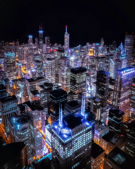 The Loop skyline after dark, Chicago