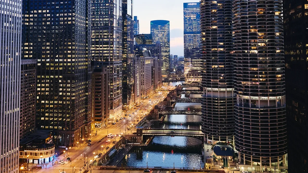 The river at blue hour, Chicago