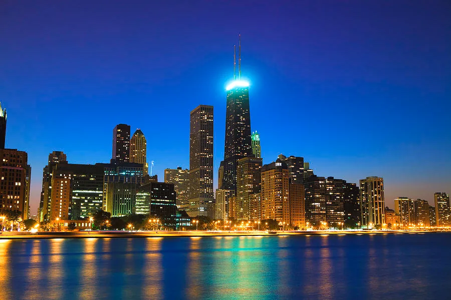 The skyline at blue hour, Chicago