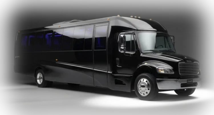 Black limo bus party coach for nights out and group events in Chicago