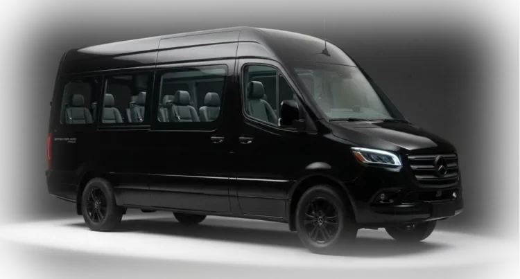 Black Mercedes-Benz Sprinter executive van for group shuttles and tours in Chicago